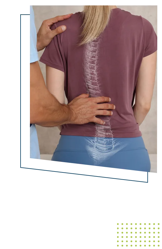 A chiropractor examining a patient's spine during an appointment